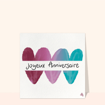 Joyeux anniversaire aux coeurs colorés
