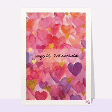 Cœur doré pour un anniversaire coloré