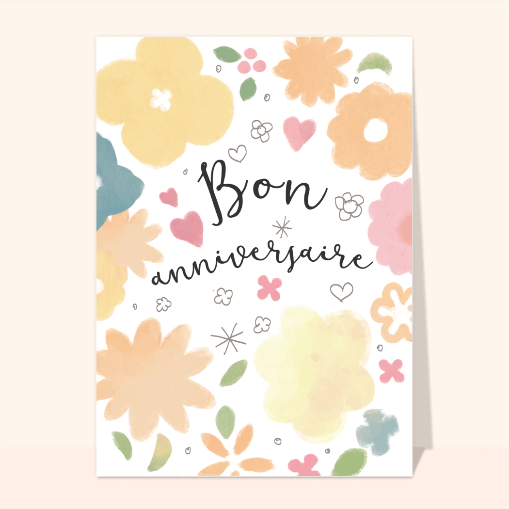 Carte Pochoir De Fleurs Et Bon Anniversaire Envoyer Une Vraie Carte Anniversaire Fleurs Des 0 99 Merci Facteur