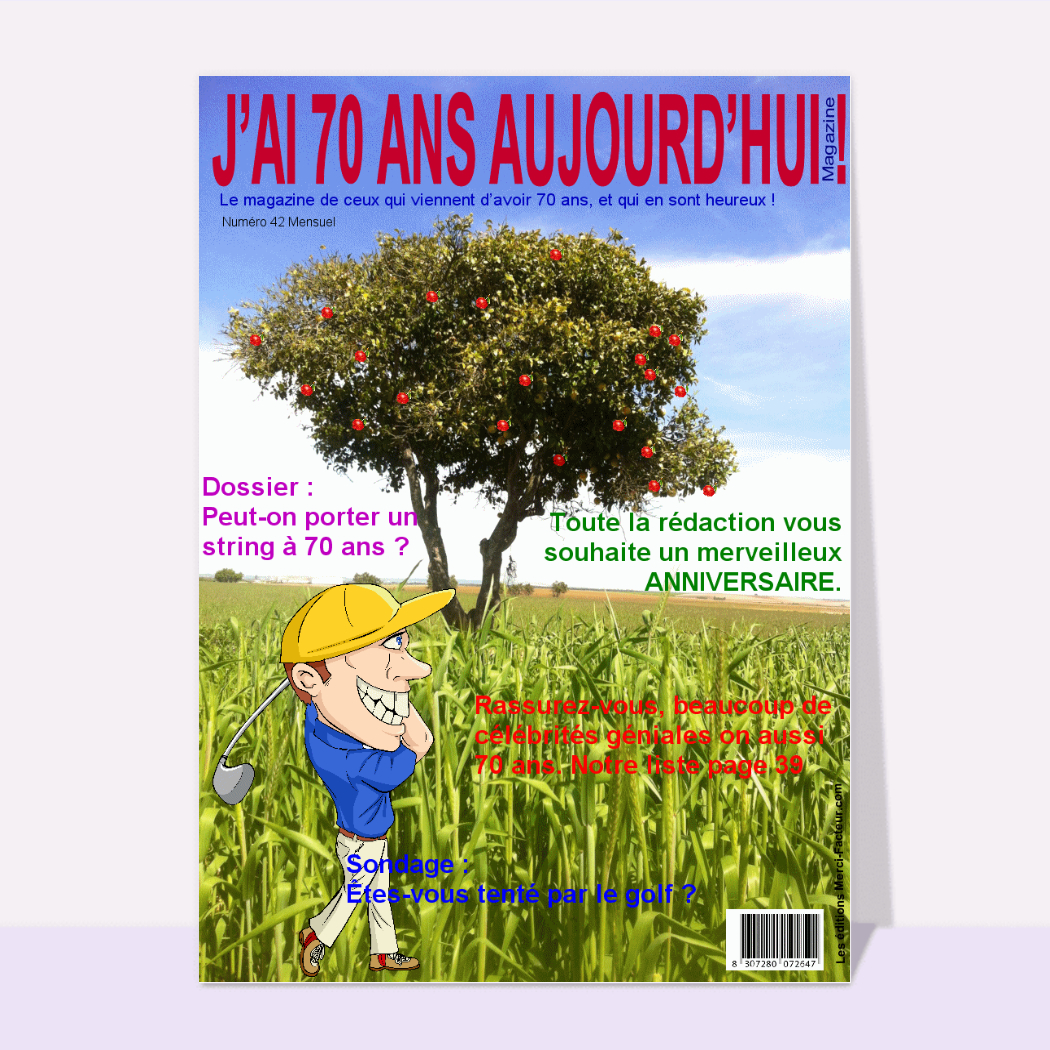 Carte Magazine Humoristique Des 70 Ans Envoyer Une Vraie Carte Anniversaire 70 Ans Des 0 99 Merci Facteur