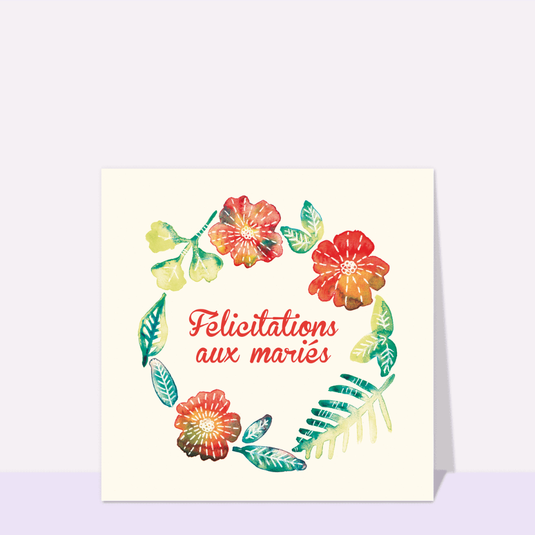 Carte félicitations mariage - enveloppe de fleurs - La Poste