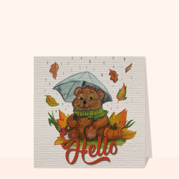 Ours adorable sous la pluie pour dire bonjour