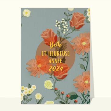 Joyeuse Célébration Du Nouvel An 2024 Avec Des Fleurs Colorées Et