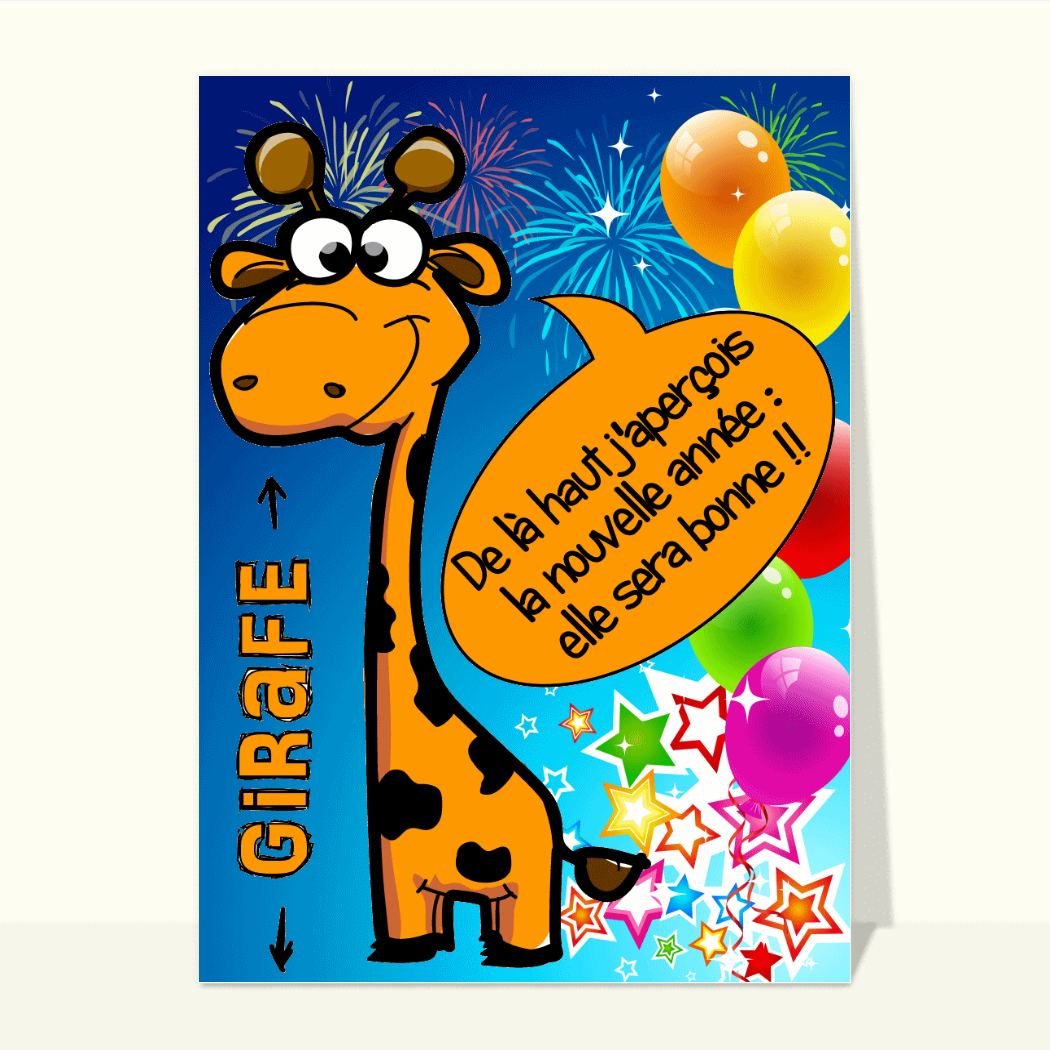 Carte La Nouvelle Année 2024 De La Girafe Envoyer une vraie Carte De