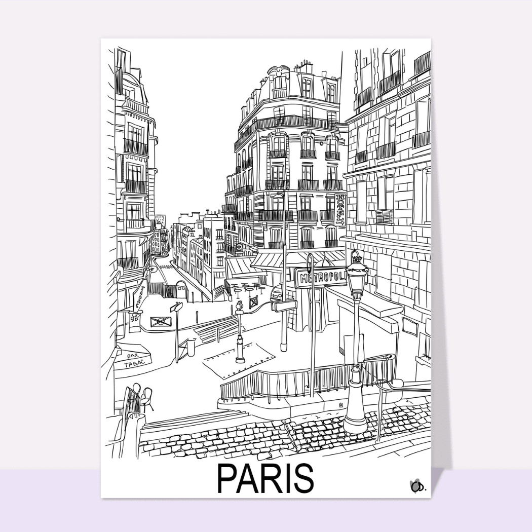 Carte Paris Colorier Envoyer une vraie Carte Postale De Paris