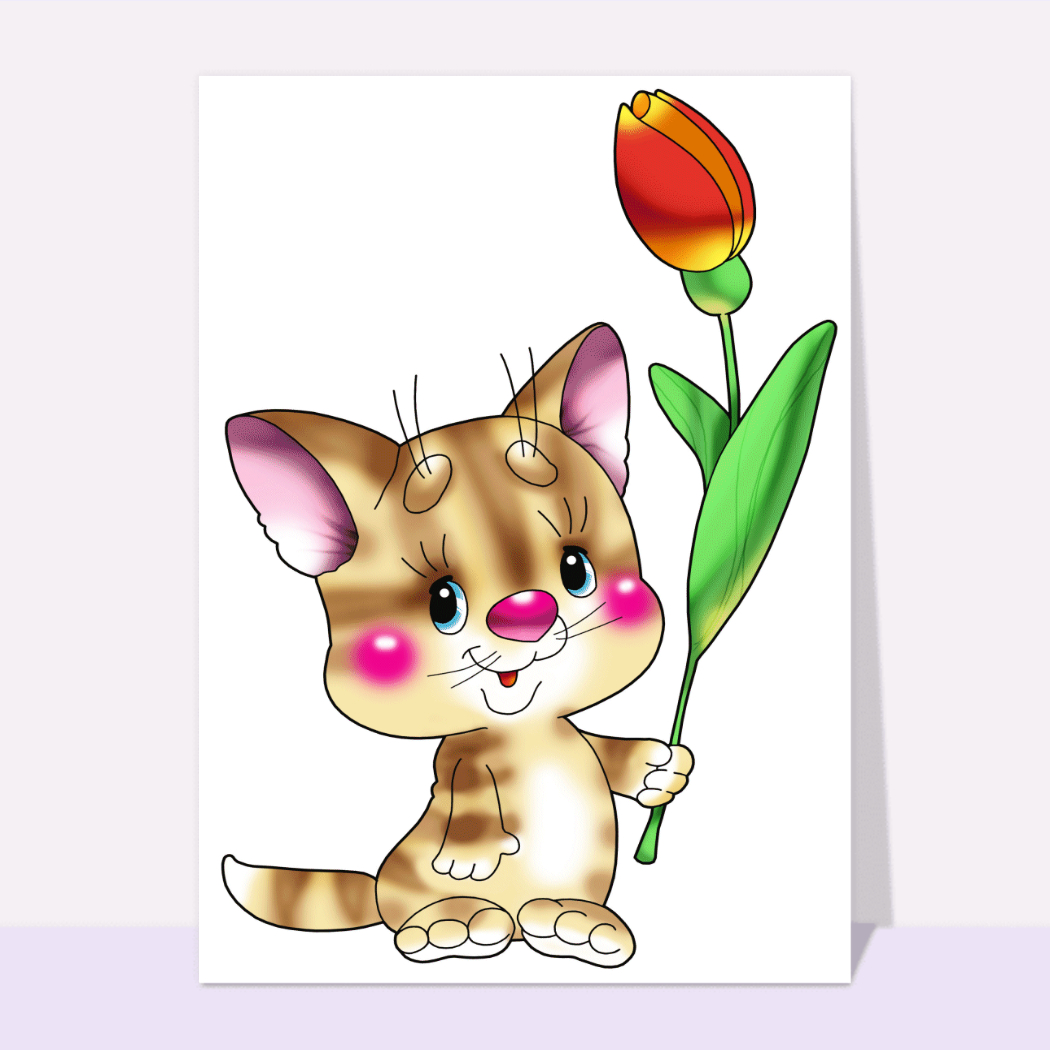 Carte Petit Chat Et Rose Envoyer Une Vraie Carte Chat Et Chaton Des 0 99 Merci Facteur