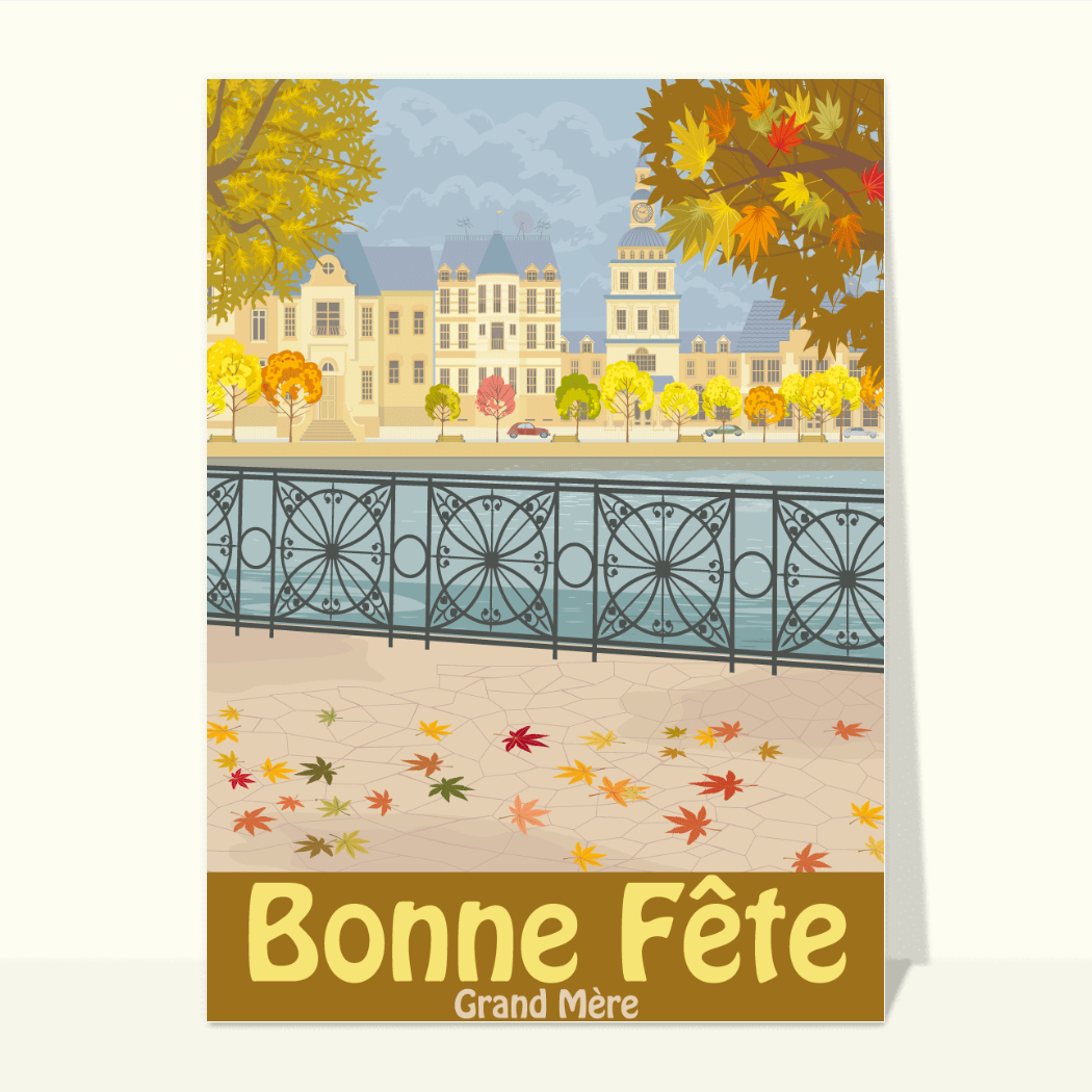 Carte Une Ville En Automne : Envoyer une vraie Carte Bonne Fête Mamie  Vintage dès 0,99€ - Merci Facteur