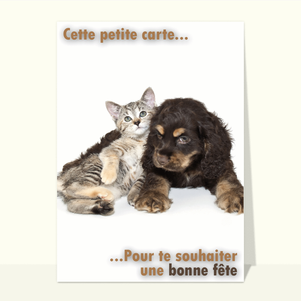 Carte La Petite Chien Et Chat Envoyer Une Vraie Carte Fete Des Meres Avec Des Animaux Des 0 99 Merci Facteur