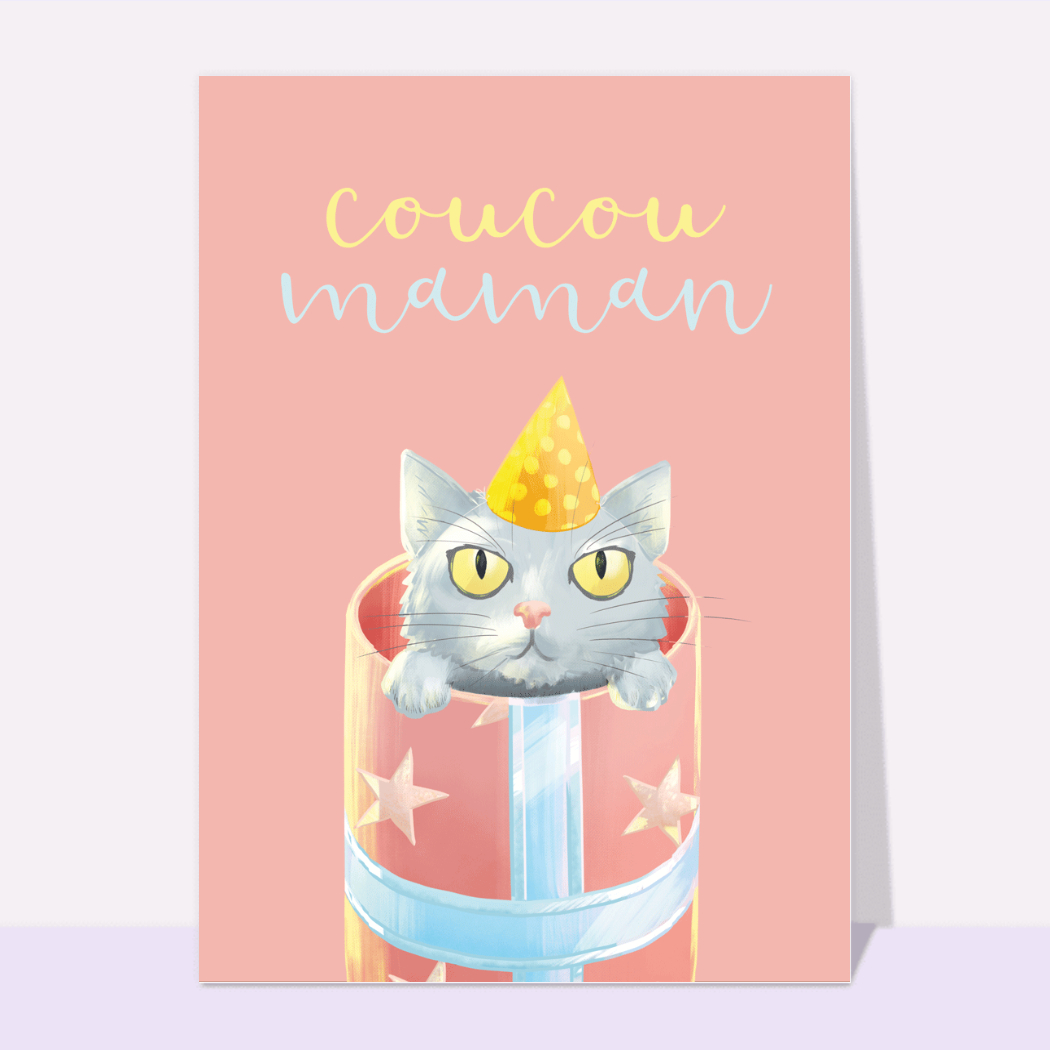 Carte Coucou Maman Petit Chat : Envoyer Une Vraie Carte Fête Des Mères ...