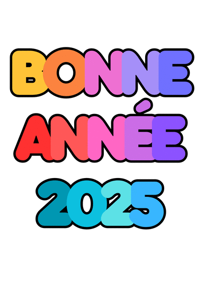 Carte bonne année 2025 en couleurs vibrantes