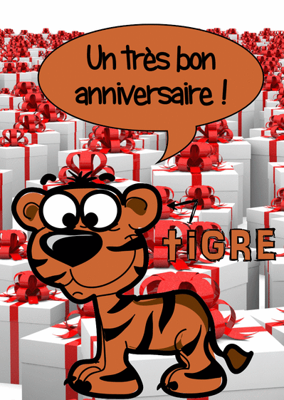 Carte Un Tres Bon Anniversaire Du Tigre Envoyer Une Vraie Carte Anniversaire Animaux Rigolos Des 0 99 Merci Facteur