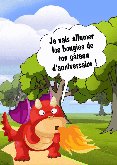 Carte Petit Dragon Allume Les Bougies D Anniversaire Envoyer Une Carte Anniversaire Enfant Des 0 99 Merci Facteur