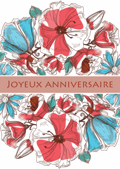 Carte Joyeux Anniversaire Et Gravures De Fleurs Envoyer Une Vraie Carte Anniversaire Fleurs Des 0 99 Merci Facteur