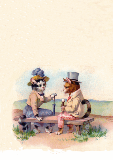 Carte Couple De Chats Sur Un Banc Envoyer Une Carte Ancienne Saint Valentin Des 0 99 Merci Facteur