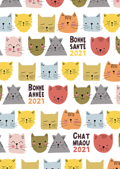 Carte Chat Miaou Bonne Annee 21 Bonne Sante Envoyer Une Carte De Voeux 21 Chat Mignon Des 0 99 Merci Facteur