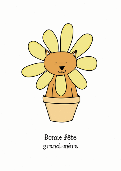 Carte Bonne Fete Grand Mere Chat Dans Une Fleur Envoyer Une Vraie Carte Fete Des Grand Meres Pour Enfants Des 0 99 Merci Facteur