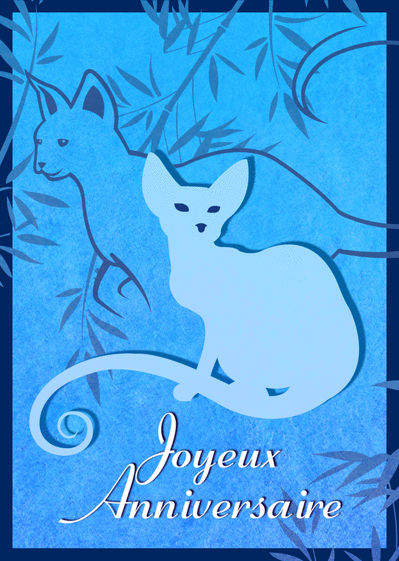 Carte Joyeux Anniversaire Et Chat Bleu