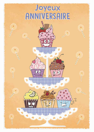 Carte Piece Montee De Cupcakes Envoyer Une Vraie Carte Gateau D Anniversaire Des 0 99 Merci Facteur