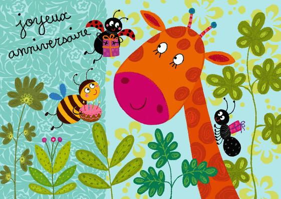 Carte Joyeux Anniversaire De La Girafe Envoyer Une Vraie Carte Anniversaire Enfant Des 0 99 Merci Facteur