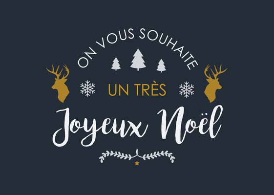 Carte Joyeux Noel Et Cerfs Dores Envoyer Une Carte De Noel Des 0 99 Merci Facteur