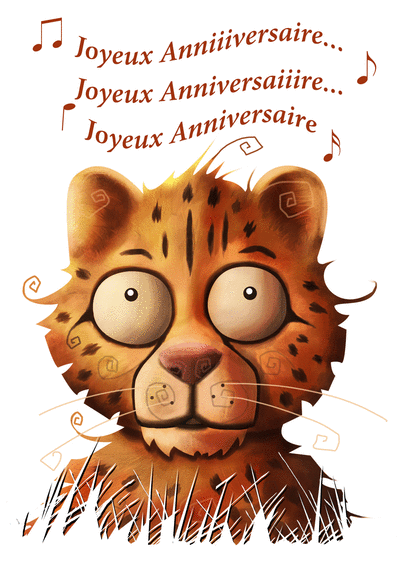 Carte Joyeux Anniversaire Et Petit Guepard Envoyer Une Vraie Carte Anniversaire Animaux Des 0 99 Merci Facteur