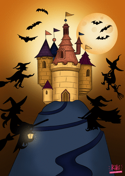 Carte Chateau Hante Sur Sa Colline Envoyer Une Carte Halloween Des 0 99 Merci Facteur