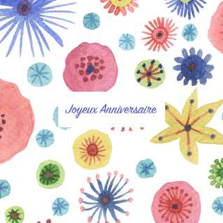 Carte Joyeux Anniversaire Et Fleurs Graphiques Aquarelle Envoyer Une Carte Anniversaire Des 0 99 Merci Facteur