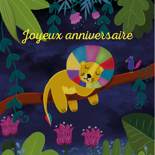Carte Joyeux Anniversaire Lion Colore Envoyer Une Vraie Carte Anniversaire Enfant Des 0 99 Merci Facteur