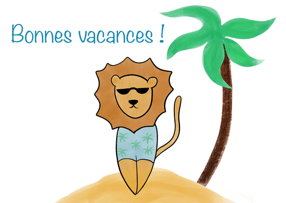 Carte Bonnes Vacances Du Lion Au Soleil Envoyer Une Vraie Carte Postale De Juillet Et D Ete Des 0 99 Merci Facteur