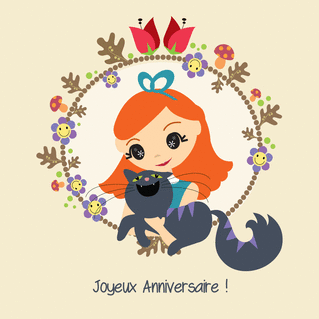 Carte Joyeux Anniversaire De La Princesse Et Son Chat Envoyer Une Vraie Carte Anniversaire Chat Des 0 99 Merci Facteur