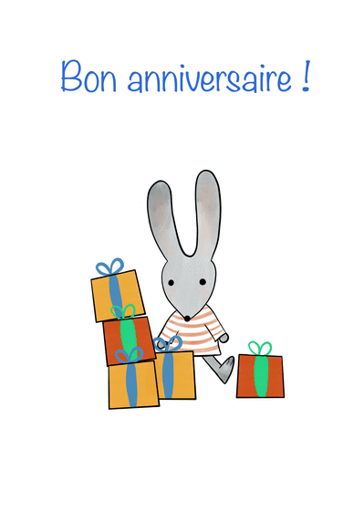 Carte Le Petit Lapin Et Ses Cadeaux Envoyer Une Vraie Carte Anniversaire Enfant Des 0 99 Merci Facteur
