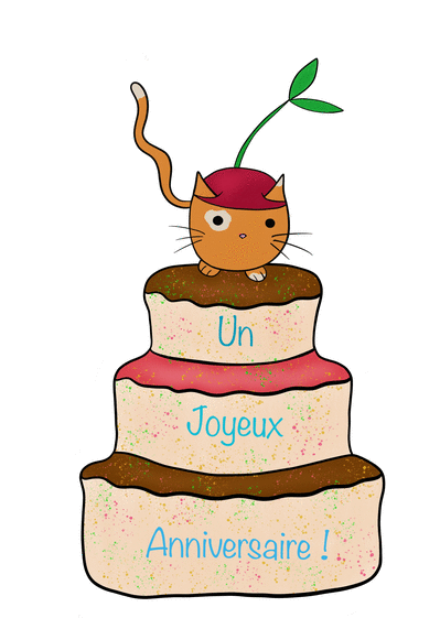 Carte Un Joyeux Anniversaire Petit Chat Sur Un Gateau Envoyer Une Vraie Carte Anniversaire Enfant Des 0 99 Merci Facteur