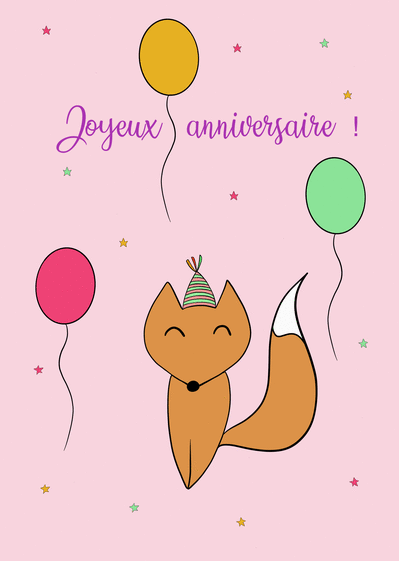 Carte Joyeux Anniversaire Renard Festif Envoyer Une Vraie Carte Anniversaire Enfant Des 0 99 Merci Facteur