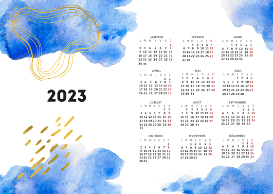 Carte Calendrier 2024 Aquarelle - personnalisable : Envoyer une