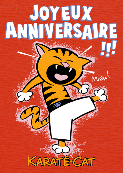 Carte Joyeux Anniversaire Karate Cat Envoyer Une Vraie Carte Anniversaire Humour Des 0 99 Merci Facteur