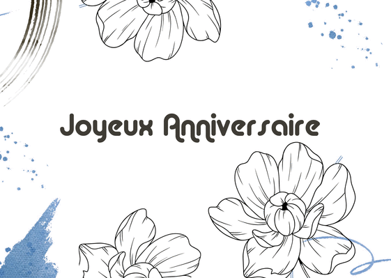 Carte postale fleur aquarelle Joyeux Anniversaire